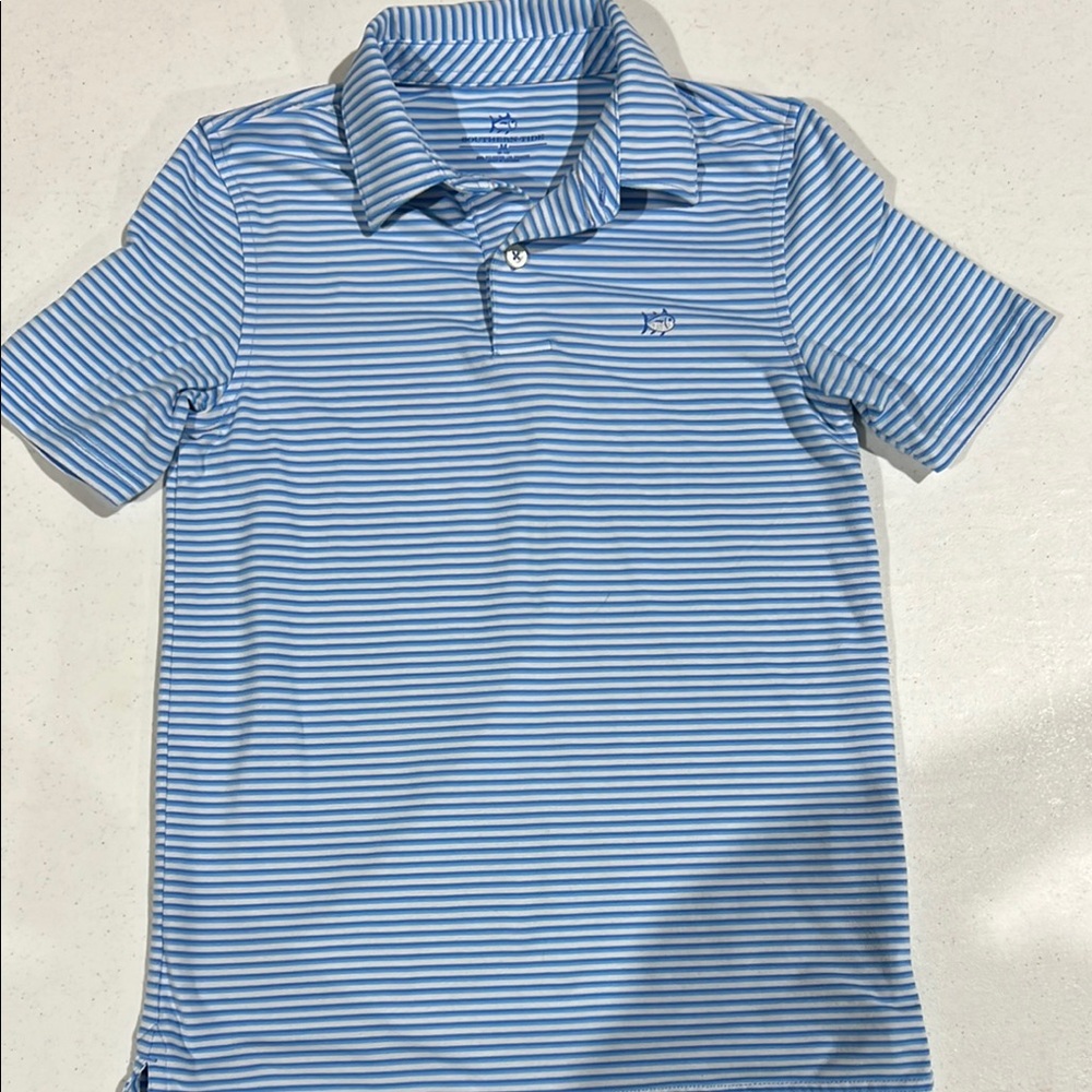 Southern Tide size 8-10 Kids Blue Striped Polo Shirt
